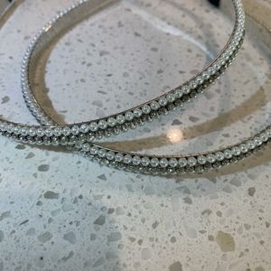 White beaded with Crystal center Hairband